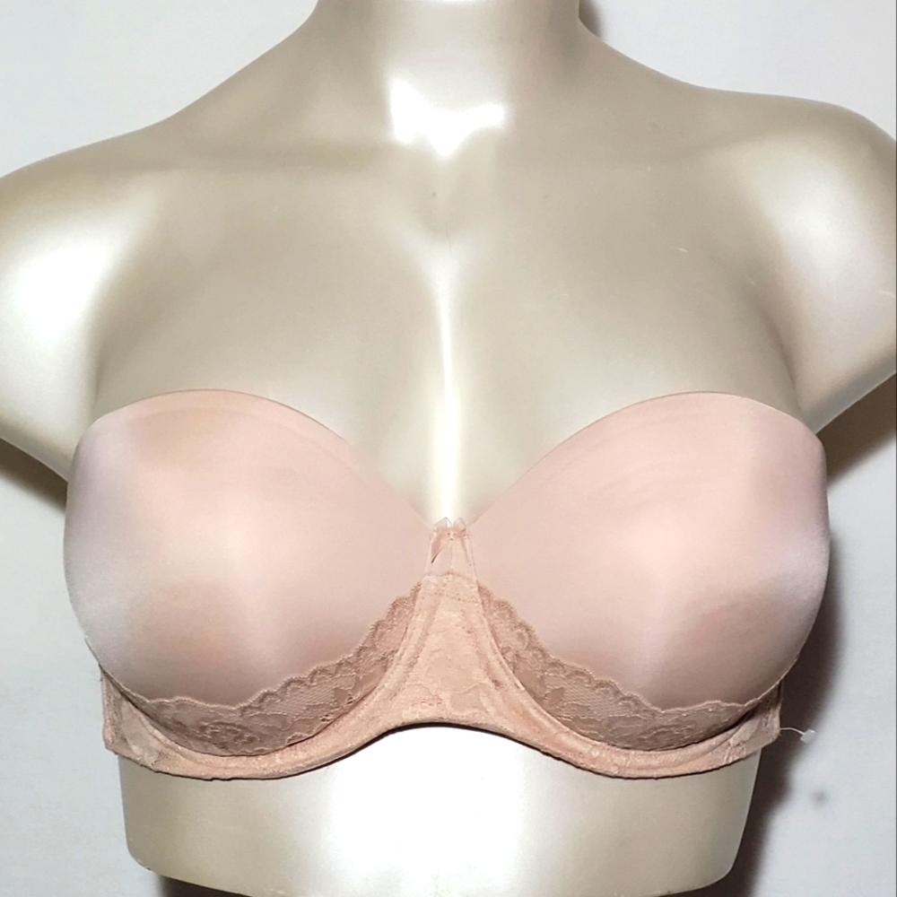 40DD Torrid Lace Trimmed Strapless Push Up Underwire Bra Nude WITH STRAPS